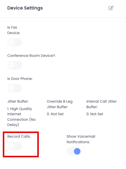 6. Toggle ON 'Record Calls'