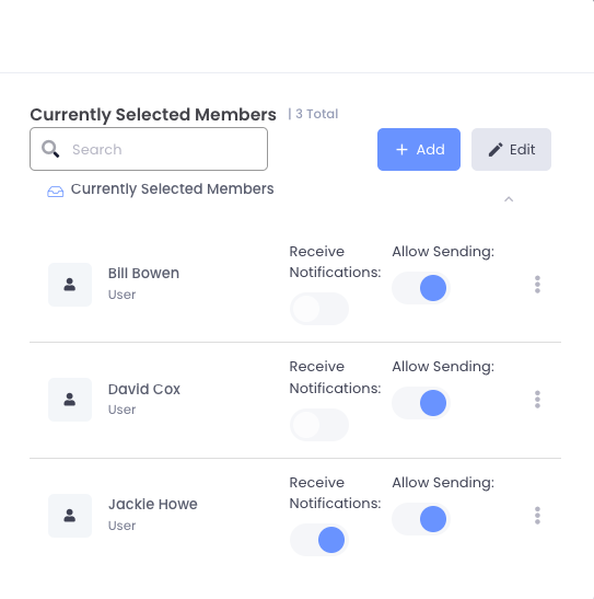 8. Once created, select your new inbox and click +Add under "Currently Selected Members" to add more