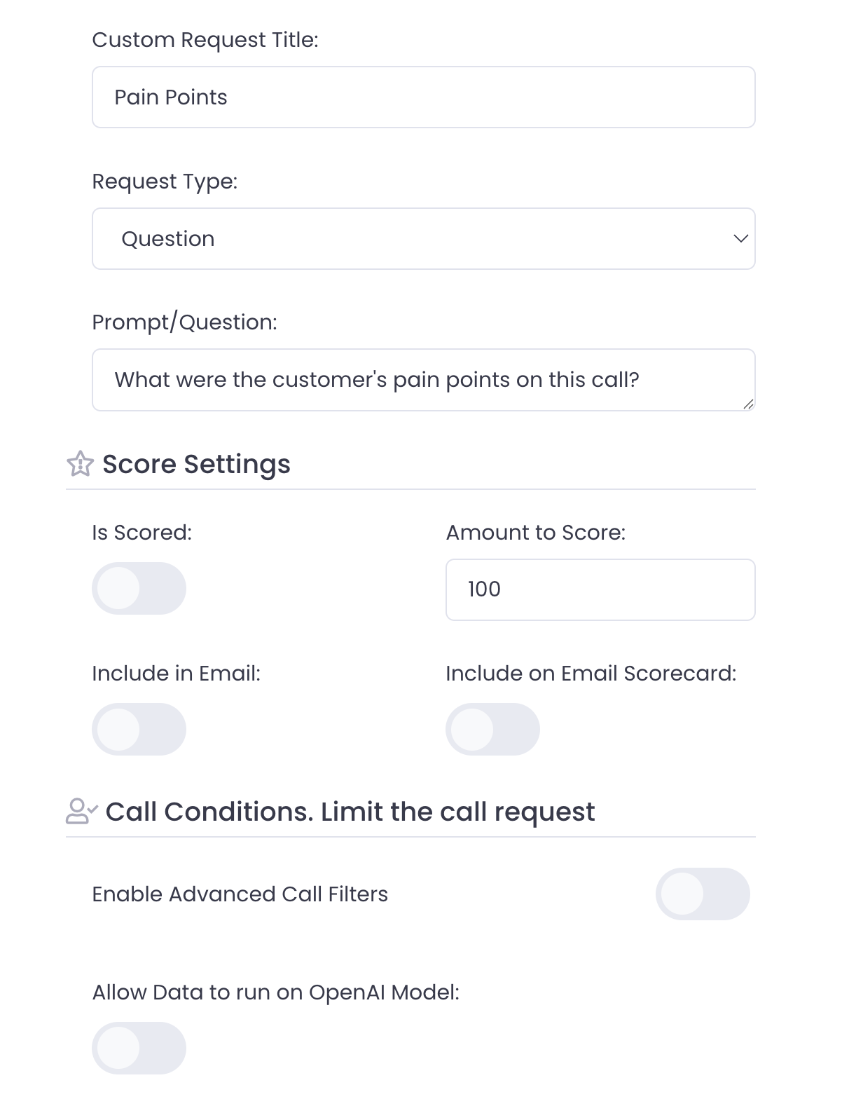 In the interface, it then will list out each pain point and count how many times it comes up across 