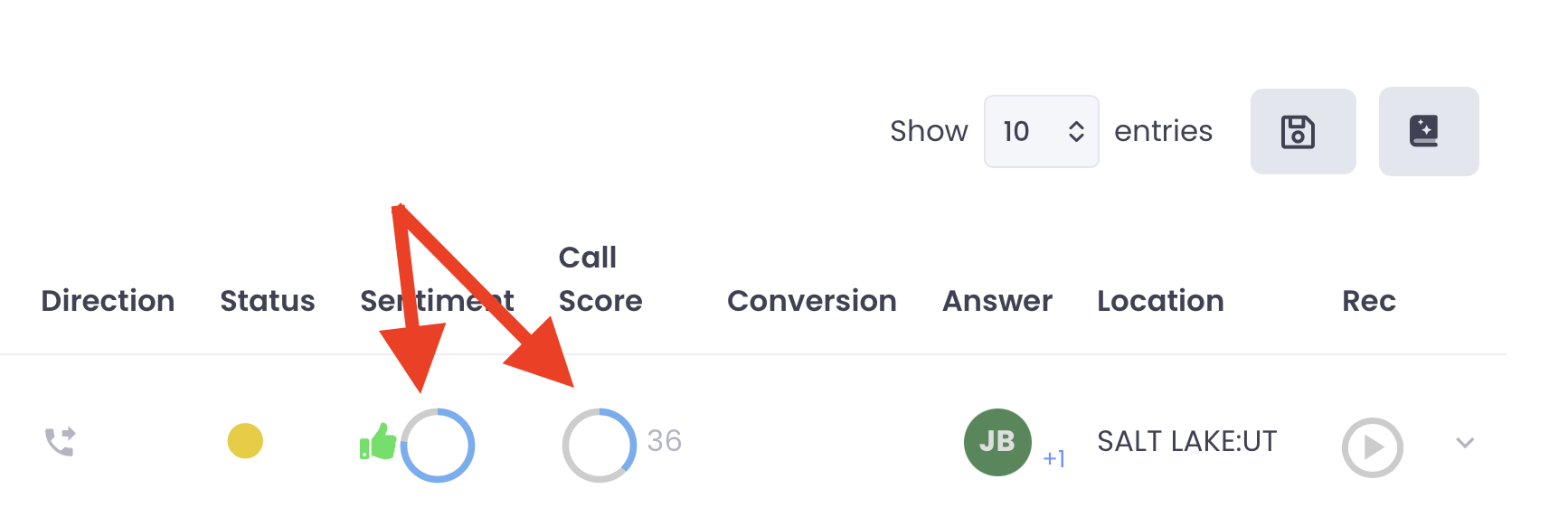 1. To have an AI chat on just a single call, find the desired call within Call History and then clic