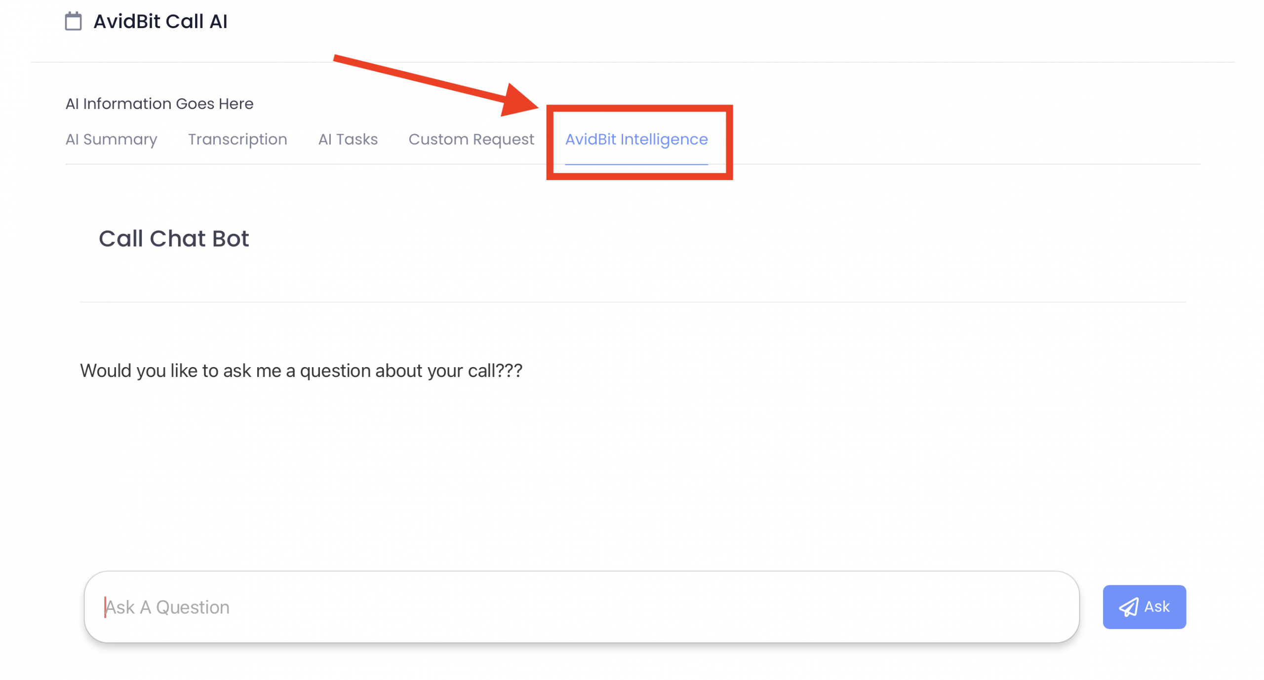 2. Click on the AvidBit Intelligence pane to open the AI chat see below